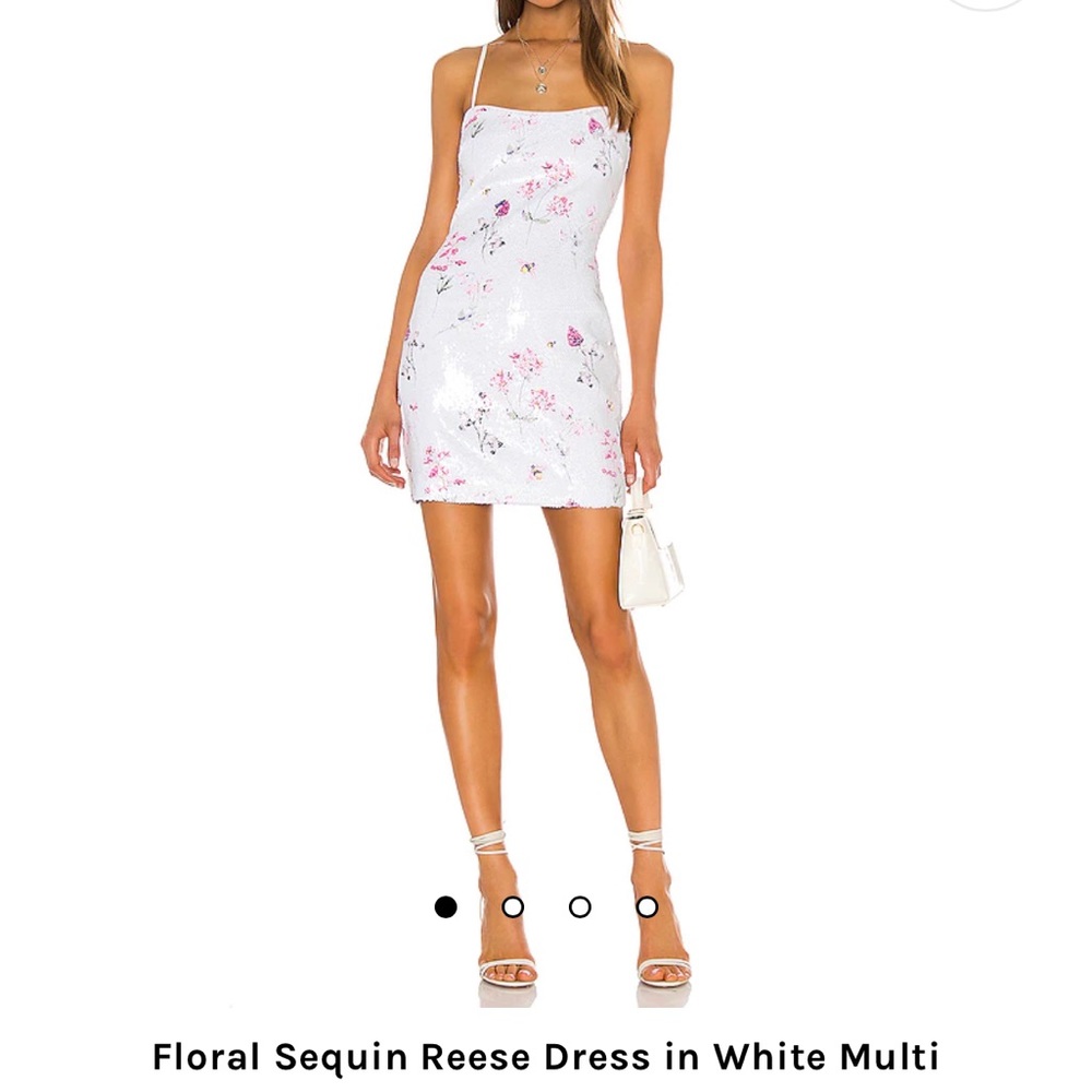 Floral sequin reese dress  in white multi